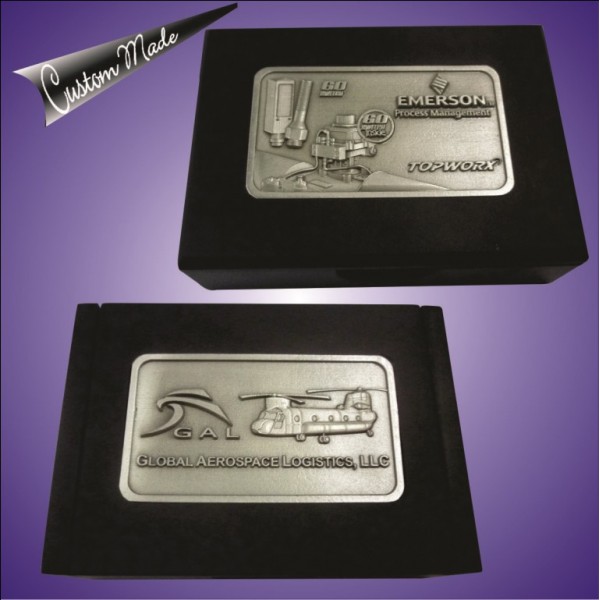 Wooden Name Card Box with 3D Pewter
